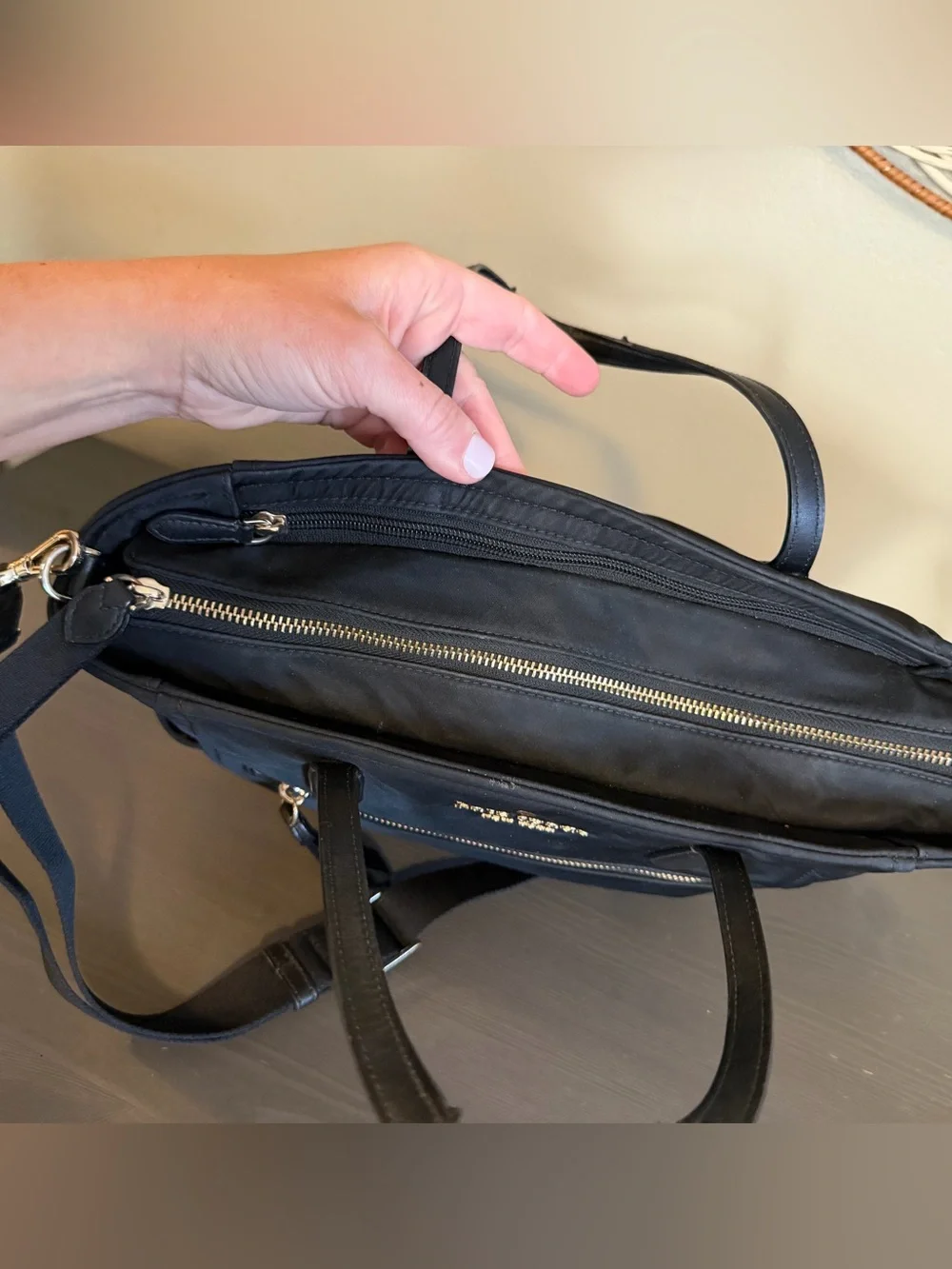 kate spade Black Nylon Chelsea Satchel with Gold Hardware